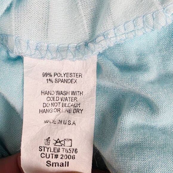 Free Kisses Aqua Blue Ruffle Sequin Tank Top Size S Made in USA - Picture 6 of 7